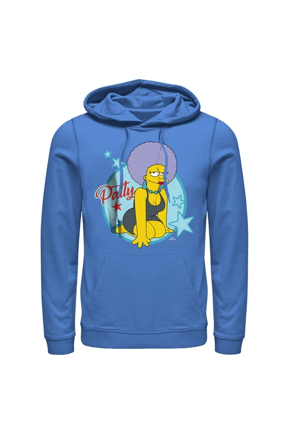 Men's The Simpsons Patty Portrait  Pull Over Hoodie Royal Blue Small