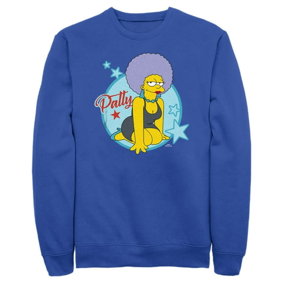Men's The Simpsons Patty Portrait  Sweatshirt Royal Blue Small