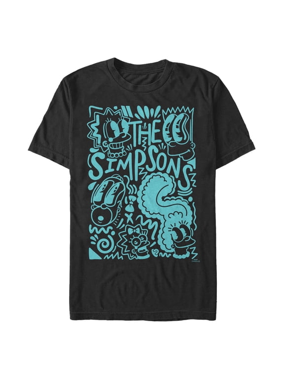 Men's The Simpsons Pop Art Family Graphic Tee Black Large