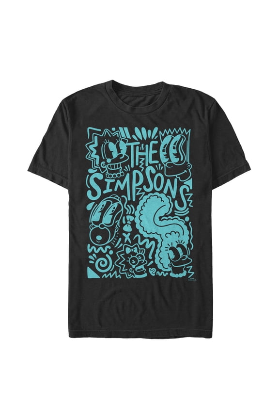 Men's The Simpsons Pop Art Family Graphic Tee Black Large