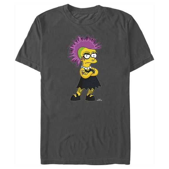Men's The Simpsons Punk Lisa Graphic Tee Charcoal Medium