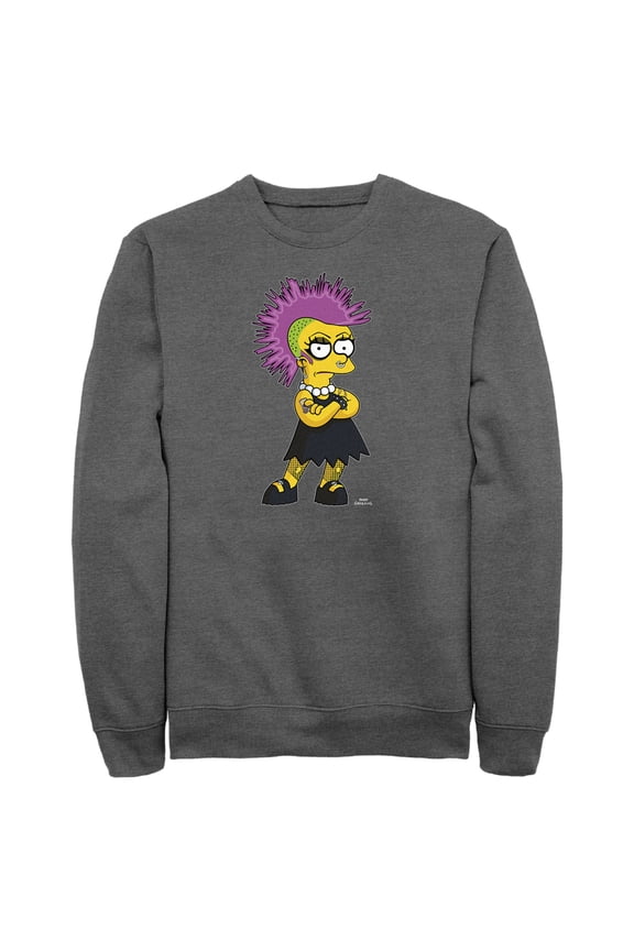 Men's The Simpsons Punk Lisa Sweatshirt Charcoal Heather Medium