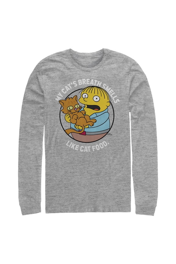 Men's The Simpsons Ralph and His Cat Long Sleeve Shirt Athletic Heather Small