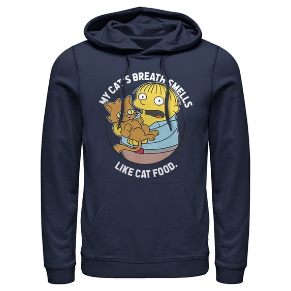 Men's The Simpsons Ralph and His Cat Pull Over Hoodie Navy Blue Small