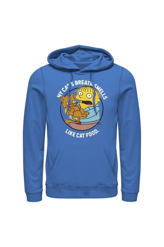 Men's The Simpsons Ralph and His Cat Pull Over Hoodie Royal Blue Small