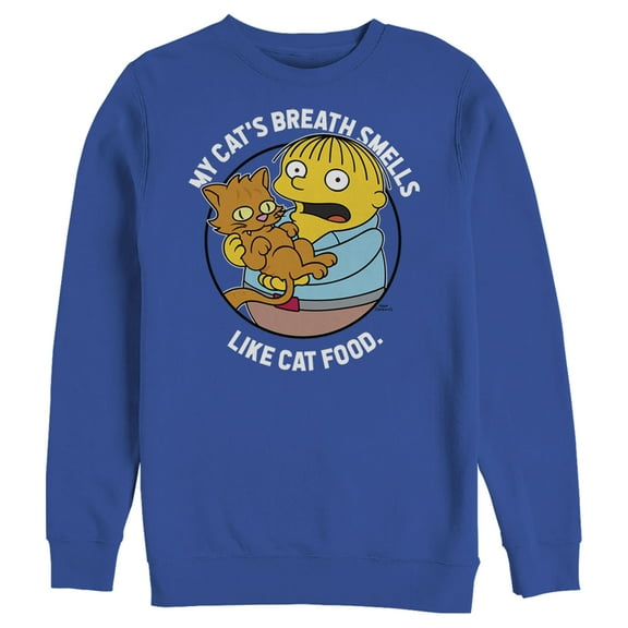 Men's The Simpsons Ralph and His Cat  Sweatshirt Royal Blue Small