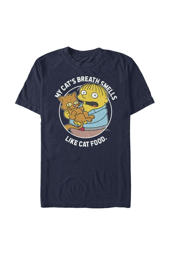 Men's The Simpsons Ralph and His Cat White Circle Graphic Tee Navy Blue Large