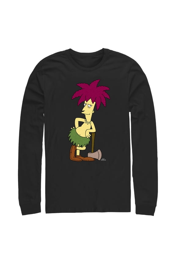 Men's The Simpsons Sideshow Bob Portrait Long Sleeve Shirt Black Medium