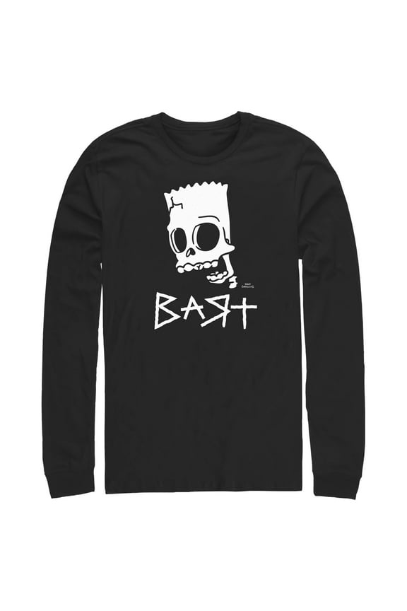 Men's The Simpsons Skeleton Bart  Long Sleeve Shirt Black Medium
