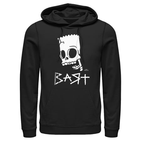 Men's The Simpsons Skeleton Bart Pull Over Hoodie Black Medium