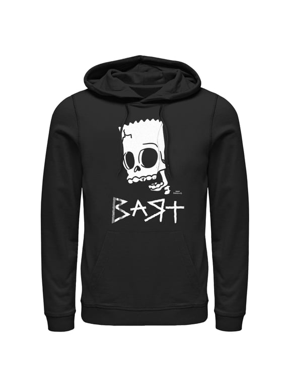 Men's The Simpsons Skeleton Bart Pull Over Hoodie Black Medium