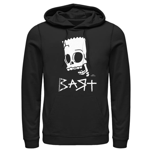 Men's The Simpsons Skeleton Bart  Pull Over Hoodie Black Small