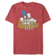 Men's The Simpsons Skeleton Family Couch Graphic Tee Red Heather 2X Large
