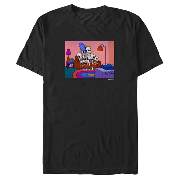 Men's The Simpsons Skeleton Family Inside House Graphic Tee Black Large