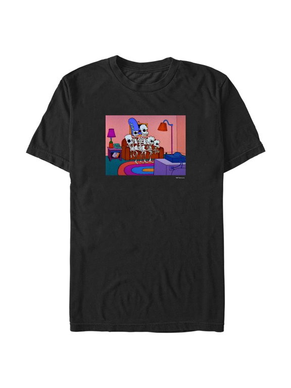 Men's The Simpsons Skeleton Family Inside House Graphic Tee Black Large