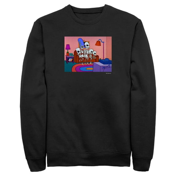 Men's The Simpsons Skeleton Family Inside House Sweatshirt Black Medium