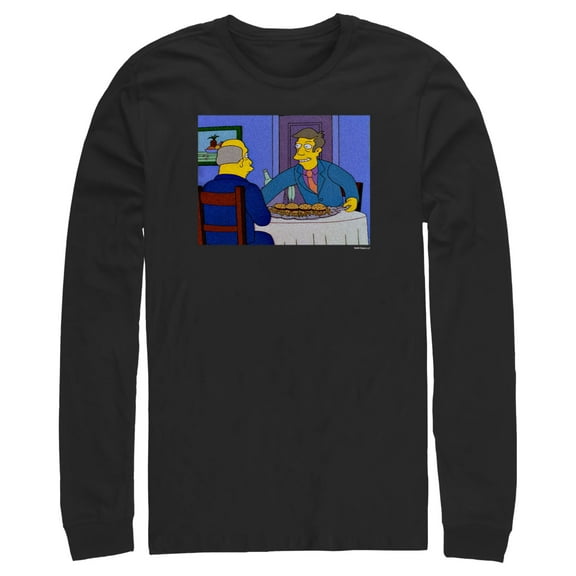 Men's The Simpsons Skinner and Chalmers Steamed Hams Scene Long Sleeve Shirt Black X Large