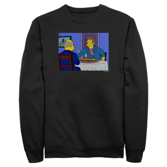 Men's The Simpsons Skinner and Chalmers Steamed Hams Scene  Sweatshirt Black Large
