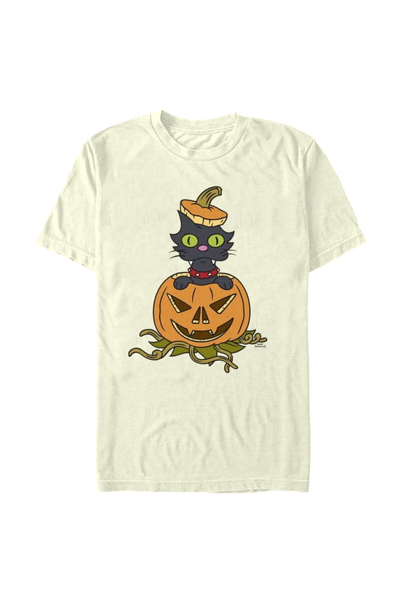 Men's The Simpsons Snowball II Jack-O'-Lantern Graphic Tee Beige Medium