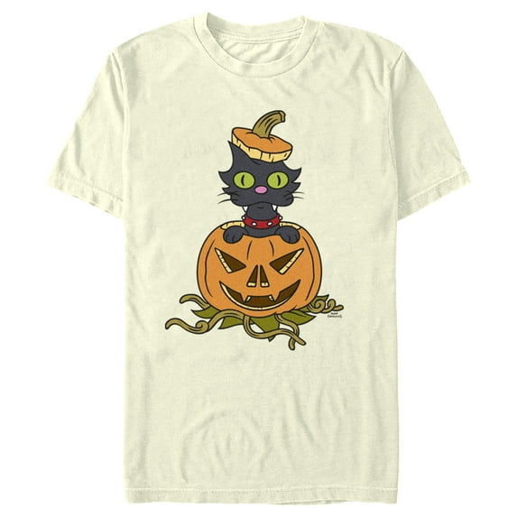 Men's The Simpsons Snowball II Jack-O'-Lantern Graphic Tee Beige X Large