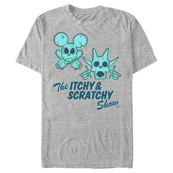 Men's The Simpsons The Itchy & Scratchy Show Skulls  Graphic Tee Athletic Heather 3X Large