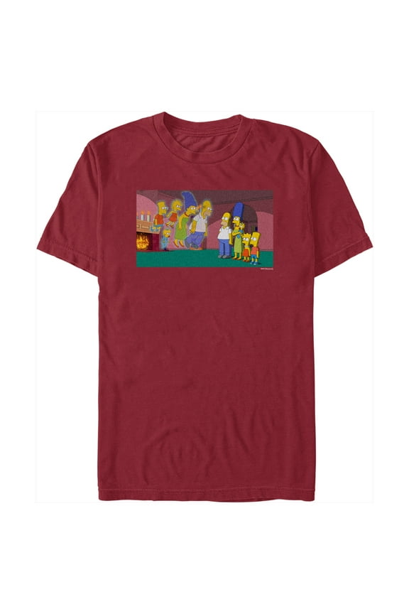 Men's The Simpsons Treehouse of Horror Doppelgangers Scene Graphic Tee Cardinal Medium