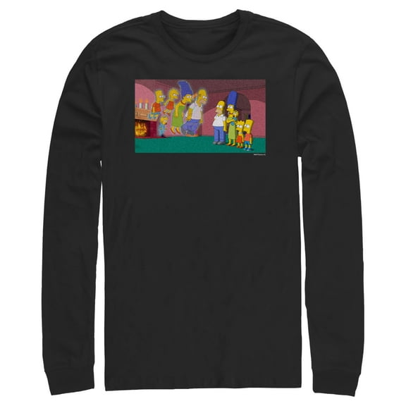 Men's The Simpsons Treehouse of Horror Doppelgangers Scene  Long Sleeve Shirt Black Large