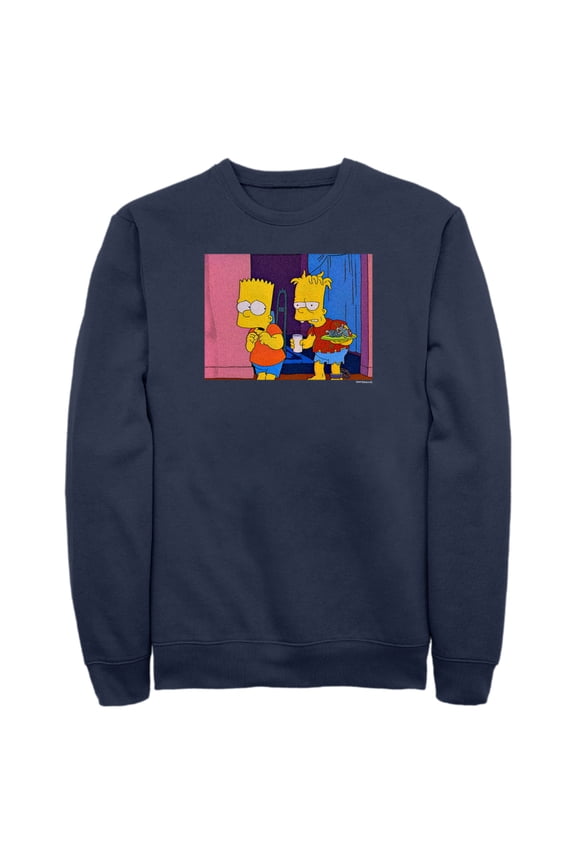 Men's The Simpsons Treehouse of Horror Double Bart Scene Sweatshirt Navy Blue Small