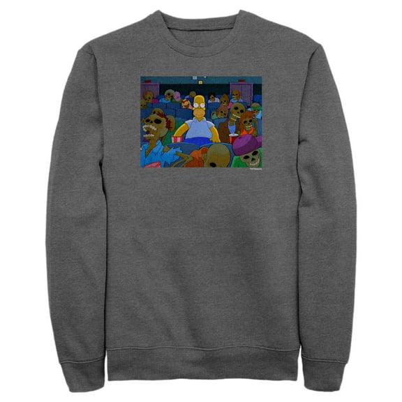 Men's The Simpsons Treehouse of Horror Homer Skeleton Theater Scene  Sweatshirt Charcoal Heather 2X Large