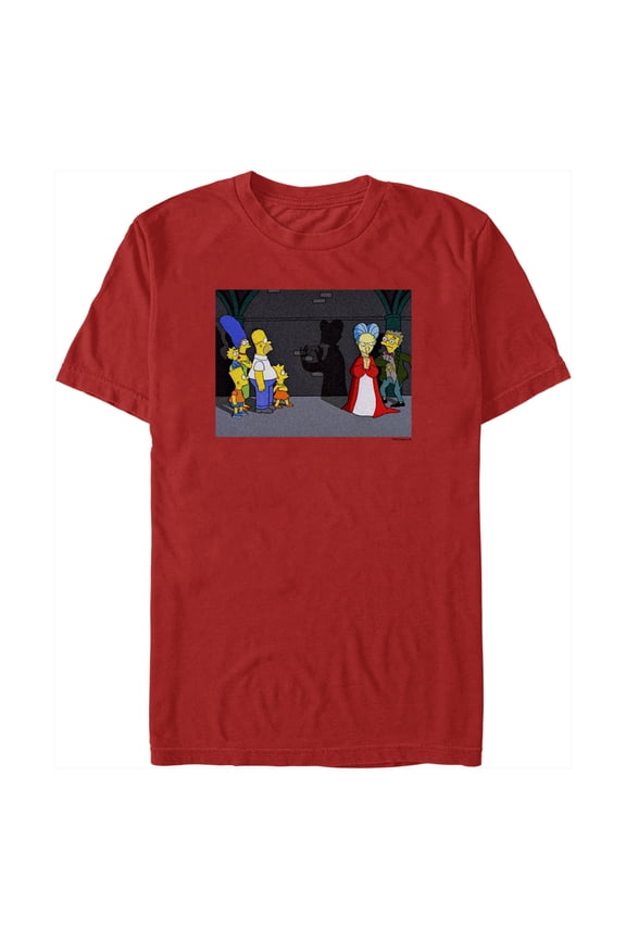 Men's The Simpsons Treehouse of Horror Mr. Burns Dracula Scene Graphic Tee Red 2X Large