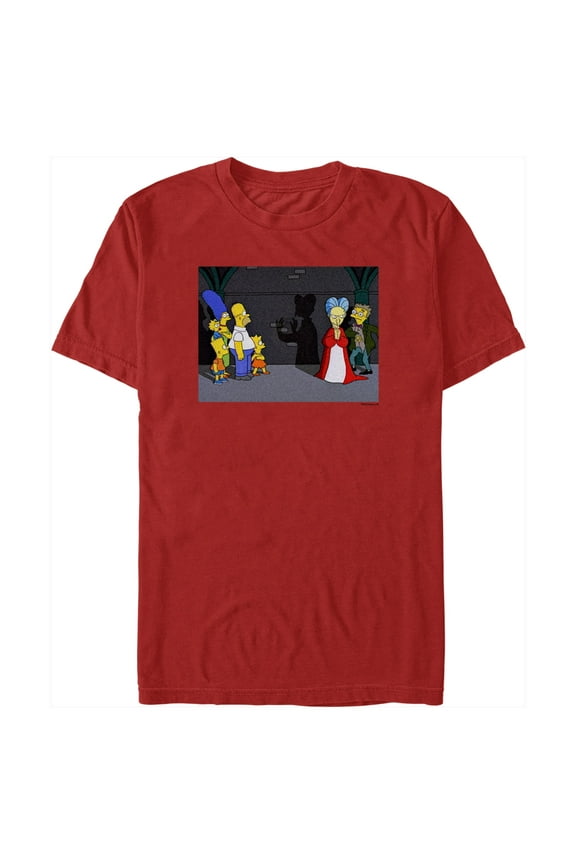 Men's The Simpsons Treehouse of Horror Mr. Burns Dracula Scene Graphic Tee Red Medium