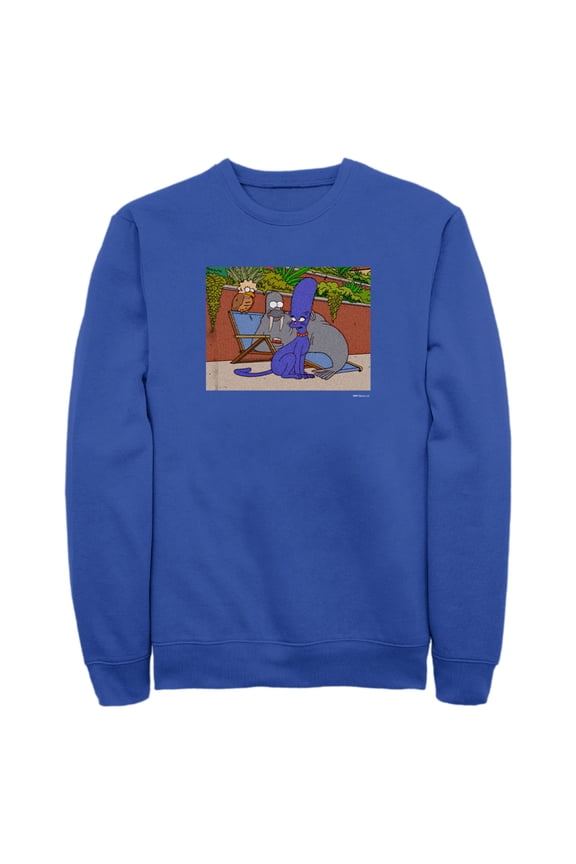 Men's The Simpsons Treehouse of Horrors Animals Scene Sweatshirt Royal Blue 3X Large