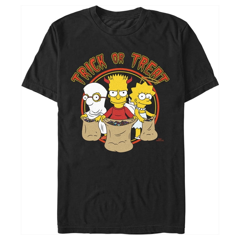 Men's The Simpsons Trick-or-Treat Trio Graphic Tee Black Large