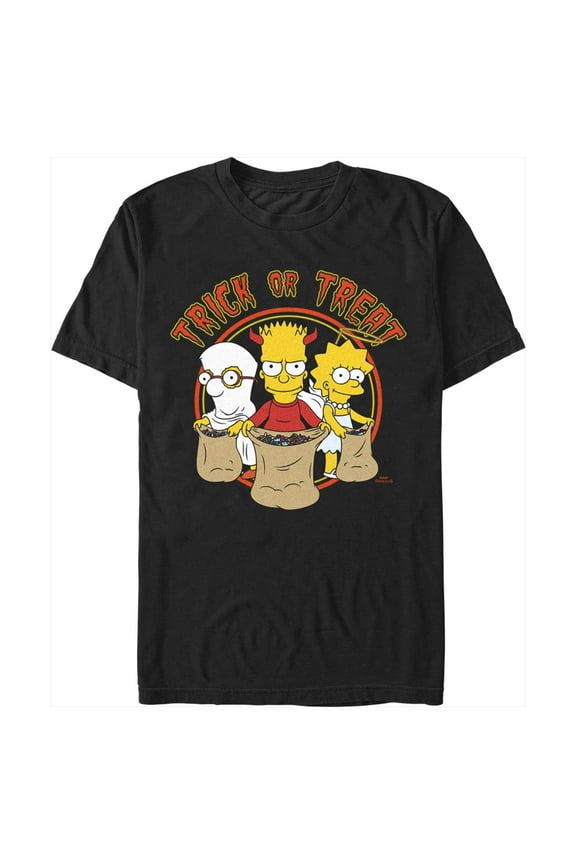 Men's The Simpsons Trick-or-Treat Trio  Graphic Tee Black Small