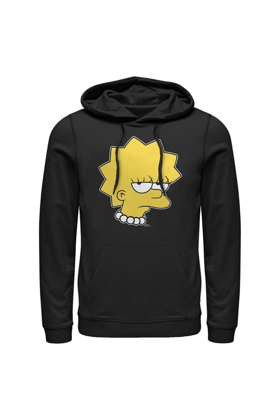 Men's The Simpsons Unamused Lisa  Pull Over Hoodie Black Large