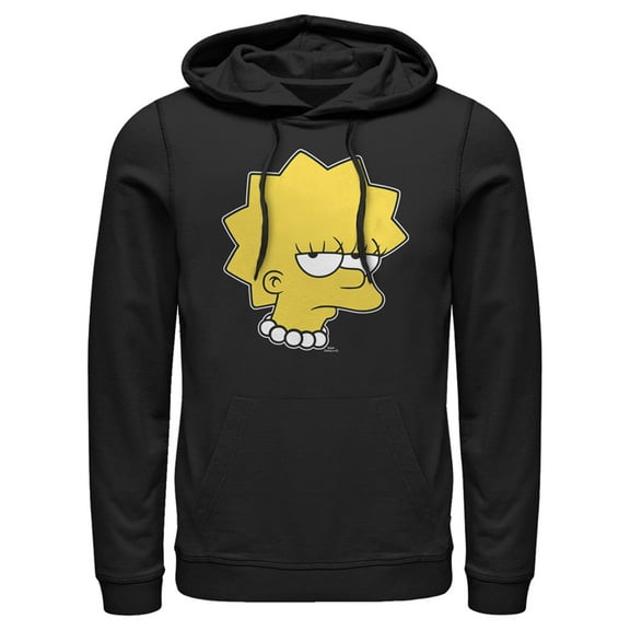 Men's The Simpsons Unamused Lisa Pull Over Hoodie Black Small