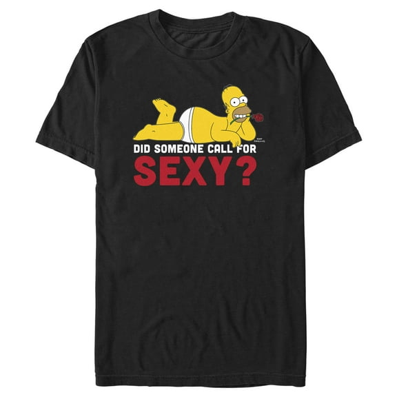 Men's The Simpsons Valentine's Day Homer Did Someone Call for Sexy?  Graphic Tee Black Small