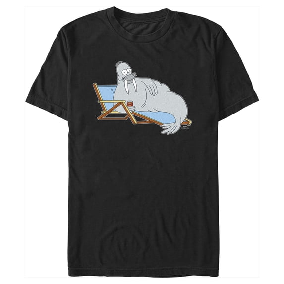 Men's The Simpsons Walrus Homer Graphic Tee Black 2X Large