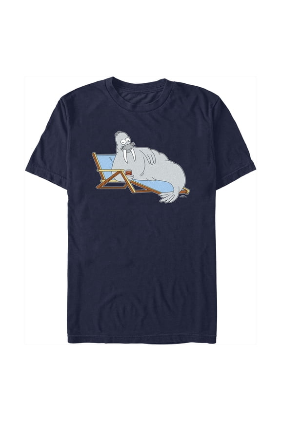 Men's The Simpsons Walrus Homer Graphic Tee Navy Blue Large
