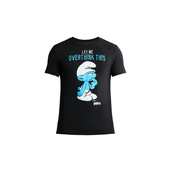 Men's The Smurfs Let Me Overthink This Black Graphic T-Shirt - Small