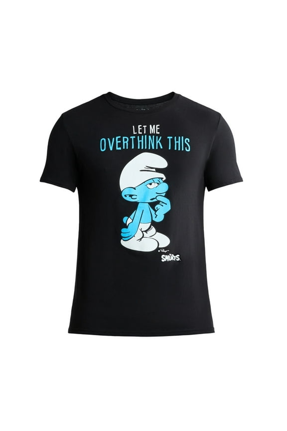 Men's The Smurfs Let Me Overthink This Black Graphic T-Shirt - XL