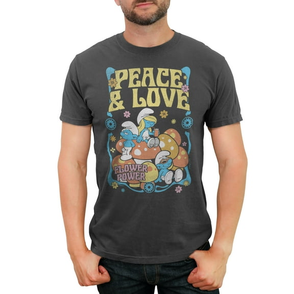 Men's The Smurfs Peace Flower and Power  Graphic T-Shirt