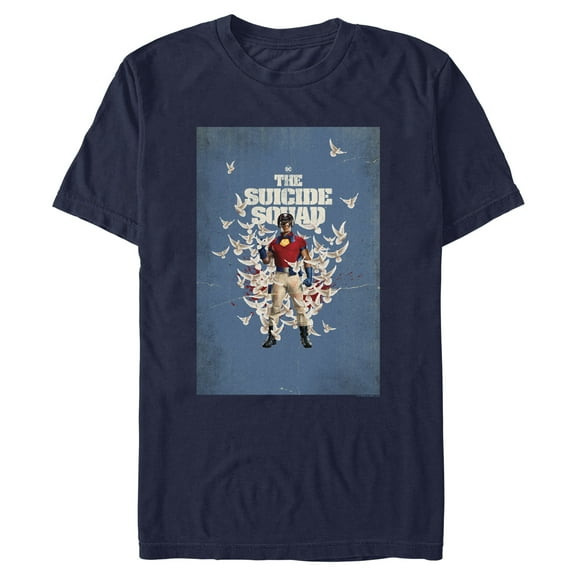 Men's The Suicide Squad Peacemaker Poster  Graphic Tee Navy Blue X Large