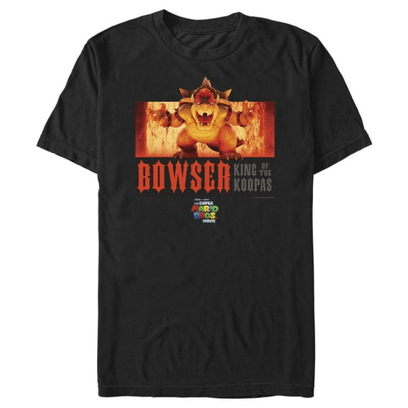 Men's The Super Mario Bros. Movie Bowser King of the Koopas Fire Scene  Graphic Tee Black 2X Large