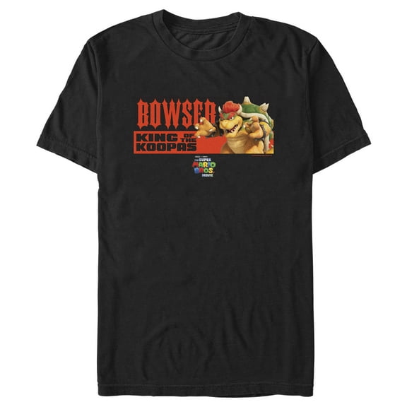 Men's The Super Mario Bros. Movie Bowser King of the Koopas Portrait Graphic Tee Black 2X Large