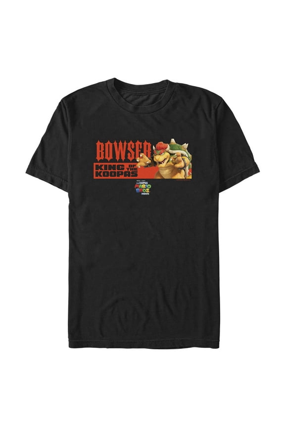 Men's The Super Mario Bros. Movie Bowser King of the Koopas Portrait Graphic Tee Black Medium