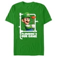 thumbnail image 1 of Men's The Super Mario Bros. Movie Luigi Plumbing's Our Game Graphic Tee Kelly Green Small, 1 of 5