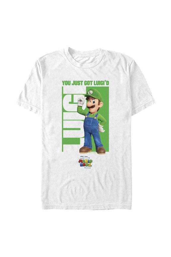 Men's The Super Mario Bros. Movie Luigi You Just Got Luigi'd Graphic Tee White Medium
