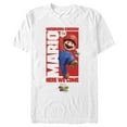 thumbnail image 1 of Men's The Super Mario Bros. Movie Mario Mushroom Kingdom Here We Come Graphic Tee White Small, 1 of 5