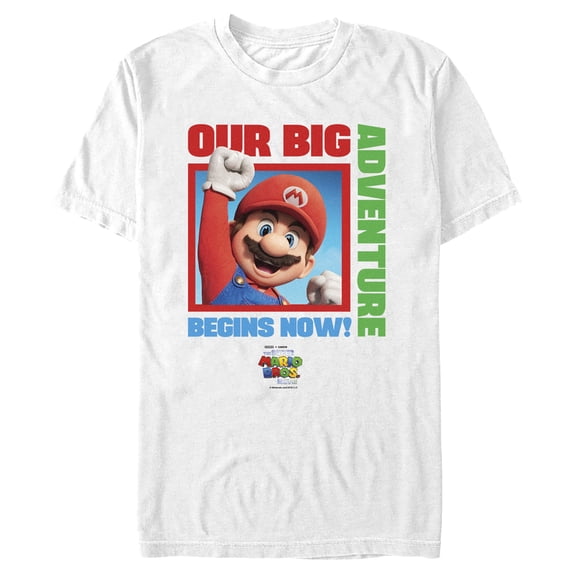 Men's The Super Mario Bros. Movie Mario Our Big Adventure Begins Now Graphic Tee White Large